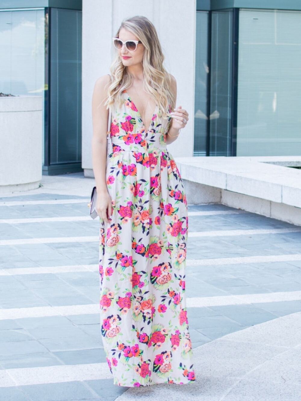 NWT Yumi Kim 100% Silk Deep V Floral Cross Back Maxi Dress Medium